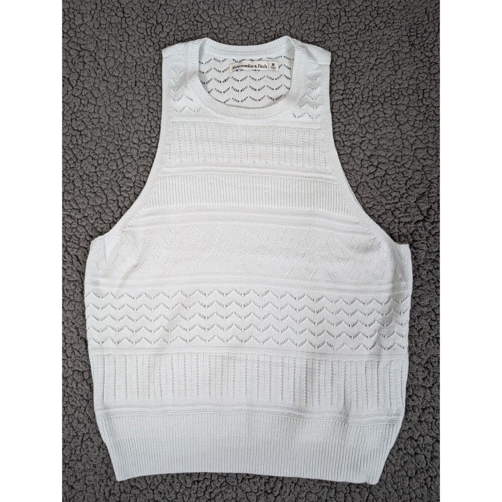 Abercrombie & Fitch Tank Top Light Blue Sz Small Crochet Summer Festival Boho